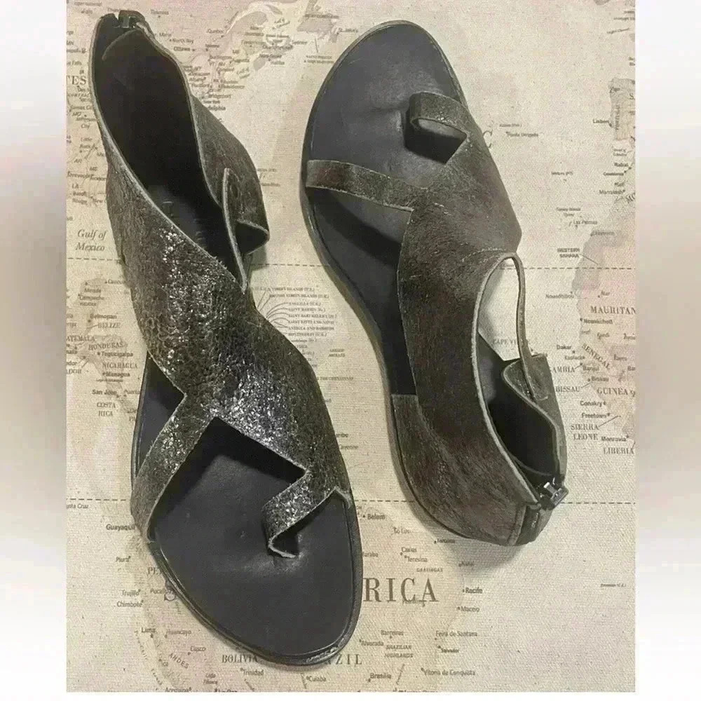 Cydwoq Vintage Shoes Women’s 38.5 Metallic Sandals Handmade Leather USA 339$ - Picture 4 of 10